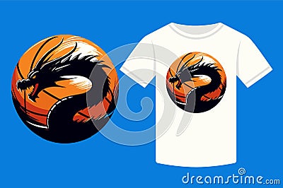 Minimalist dragon ball t-shirt design Vector Illustration