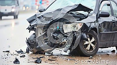 Unleashed peril car crash disaster strikes on the roadway, alarming incident unfolds Stock Photo