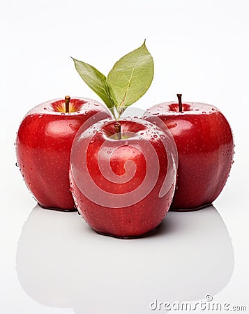 Unleashing Beauty: Artistic Slice of Four Crimson Apples in a Unique Style Stock Photo