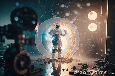 Bionic Film Studio: Epic Action with Unreal Engine 5's Insane Details and Intricate Particles Stock Photo