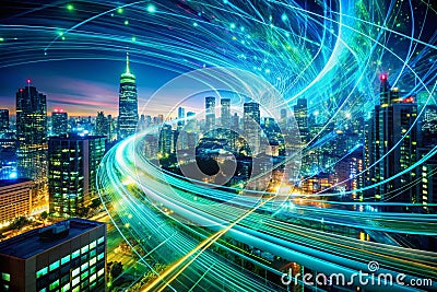Unleashing 150GB of Data Potential A Futuristic Double Exposure Visualizing Abstract Digital Flow and Advanced Stock Photo