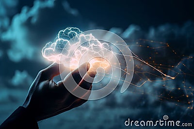 Unleashing the Power: Futuristic High-Tech Cloud Computing at Its Best Stock Photo