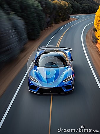 Unleashing Power and Style The Thrilling Journey of a Sports Car.AI Generated Stock Photo