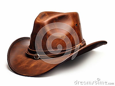 Unleashing the Wild West: Exquisite Leather Cowboy Hat! Stock Photo