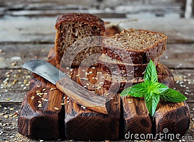 Unleavened bread with bran and flax seed Stock Photo