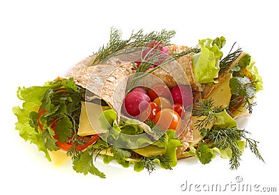 Unleavened bread with vegetables Stock Photo