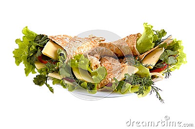 Unleavened bread with vegetables Stock Photo