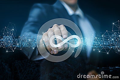 Unlimited Internet shows a businessman . Stock Photo