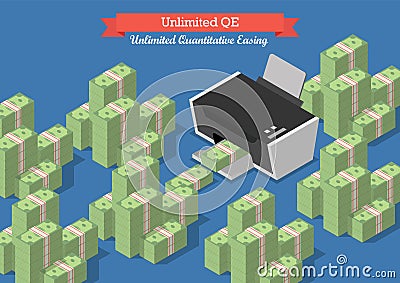 Unlimited Quantitative Easing Vector Illustration