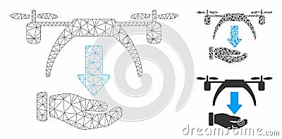 Unload Drone Vector Mesh Network Model and Triangle Mosaic Icon Vector Illustration