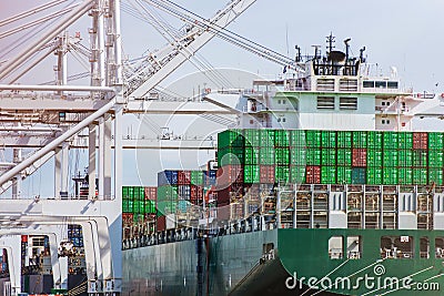 Unloading Cargo Ship Stock Photo