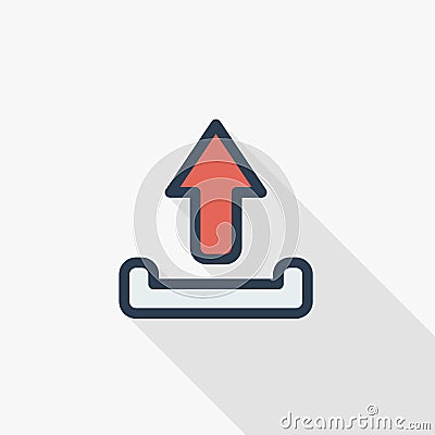 Unloading shipment thin line flat color icon. Linear vector symbol. Colorful long shadow design. Vector Illustration