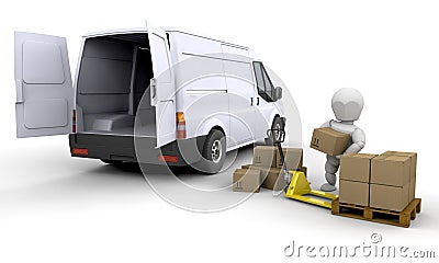 Unloading a van Stock Photo