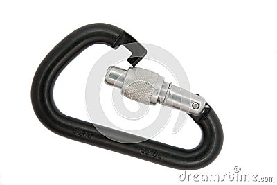 Unlock climbing carabiner Stock Photo