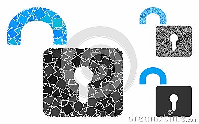 Unlock Composition Icon of Raggy Elements Vector Illustration