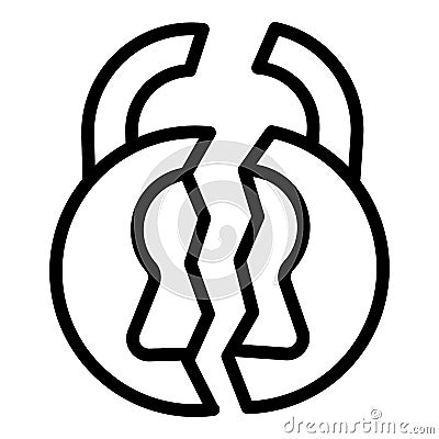 Unlock cyber padlock icon outline vector. Hacker crime Vector Illustration