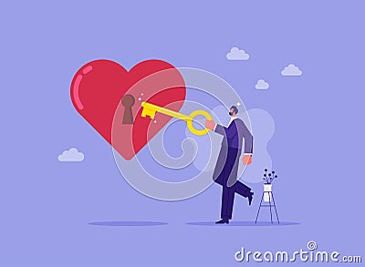 Unlock the heart of your business concept Vector Illustration