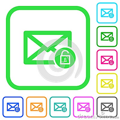 Unlock mail vivid colored flat icons Stock Photo