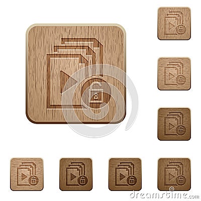 Unlock playlist wooden buttons Stock Photo