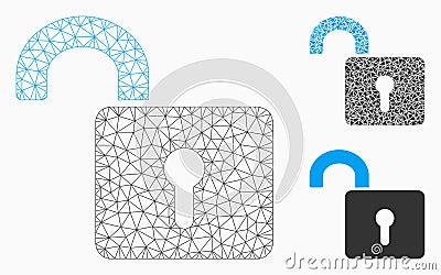 Unlock Vector Mesh Network Model and Triangle Mosaic Icon Vector Illustration