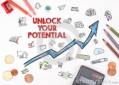 Unlock Your Potential concept. The sheet of paper with diagram Stock Photo