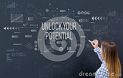 Unlock your potential with young woman Stock Photo