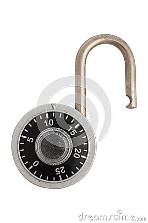 Unlocked combination padlock Stock Photo