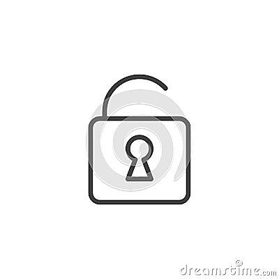 Unlocked lock line icon Vector Illustration