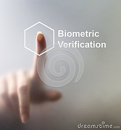 unlocking devices with fingerprint scan using biometrics security Stock Photo