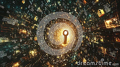 Unlocking the future exploring the intersection of digital keys and virtual security in a data-driven world Stock Photo