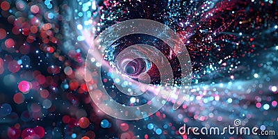 Unlocking Intelligence Secrets: Navigating a Digital Universe of Data Galaxies with AGI. Concept Stock Photo