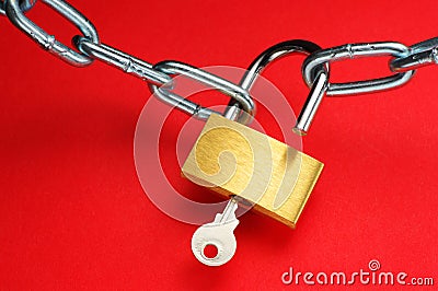 Unlocking padlock. Stock Photo