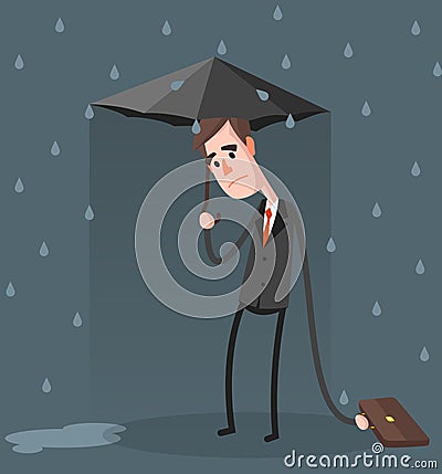 Unlucky Businessman Vector Illustration