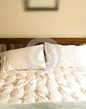 Unmade bed detail Stock Photo