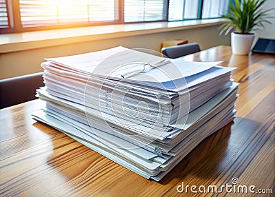 Unmanageable Invoice Pile A Visual Representation of Financial Backlog and the Need for Streamlined Processes Stock Photo