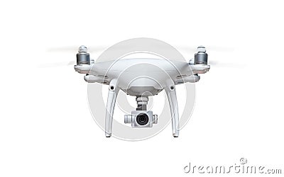 Unmanned Aircraft System Quadcopter Drone Isolated on White Stock Photo