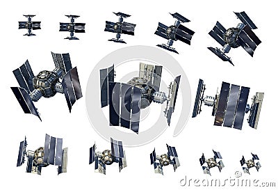 Unmanned spacecraft or satellite orbiter with clipping path Stock Photo