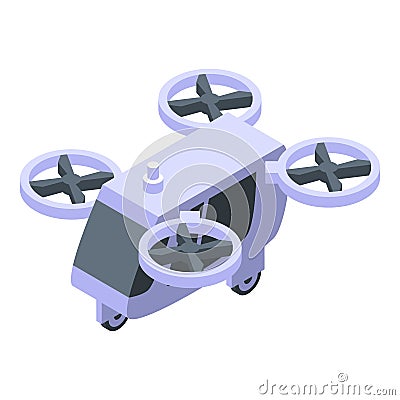 Unmanned taxi drone icon, isometric style Vector Illustration