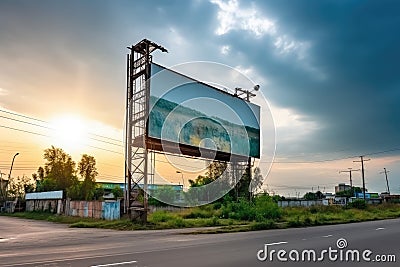 Unmissable Promotional Space: Ultra Sharp Blank Billboard for Outdoor Advertising Stock Photo