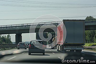 View of the A2 motorway and Scholven coal power station Editorial Stock Photo