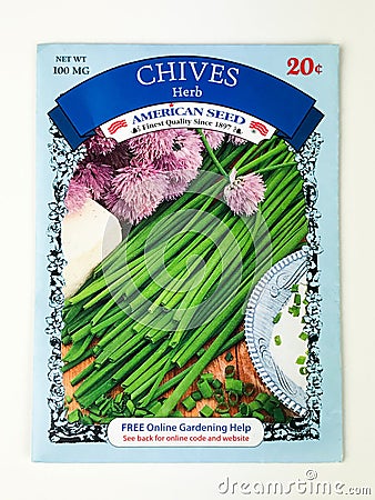 Unopened Pack of Chives Herb Editorial Stock Photo