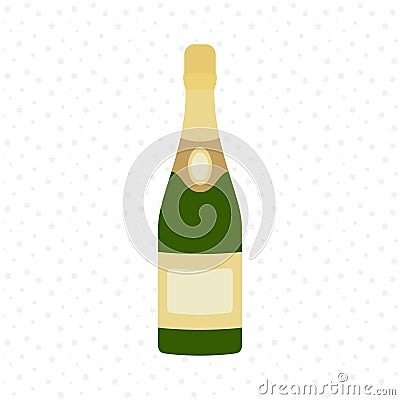 Unopened wine bottle. Vector icon. Cheers. Celebration. Holiday toast. Flat Vector Illustration