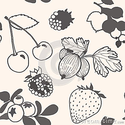 Unpainted berries pattern Vector Illustration