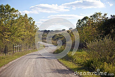 Unpaved country road and pasture Stock Photo