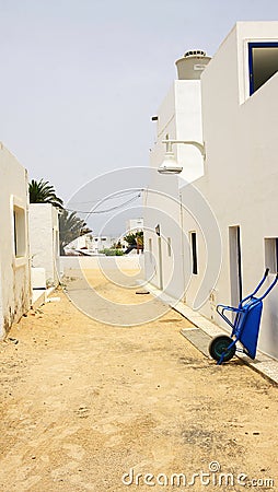 Unpaved street in La Graciosa, Las Palmas, Canary Islands Stock Photo