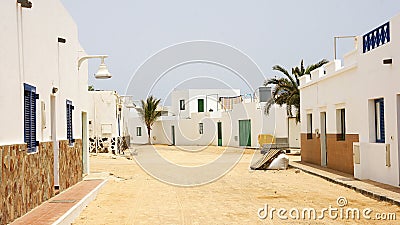 Unpaved street in La Graciosa, Las Palmas Editorial Stock Photo