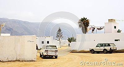 Unpaved street in La Graciosa, Las Palmas Editorial Stock Photo