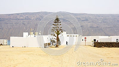 Unpaved street in La Graciosa, Las Palmas Editorial Stock Photo