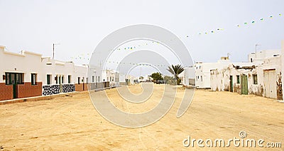 Unpaved street in La Graciosa, Las Palmas Stock Photo