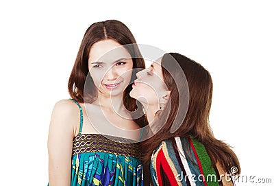 Unpleasant woman kiss Stock Photo